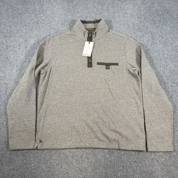 New Untuckit Pullover Mens L Gray Parkson Mock Neck Sweater Snap Button Fleece